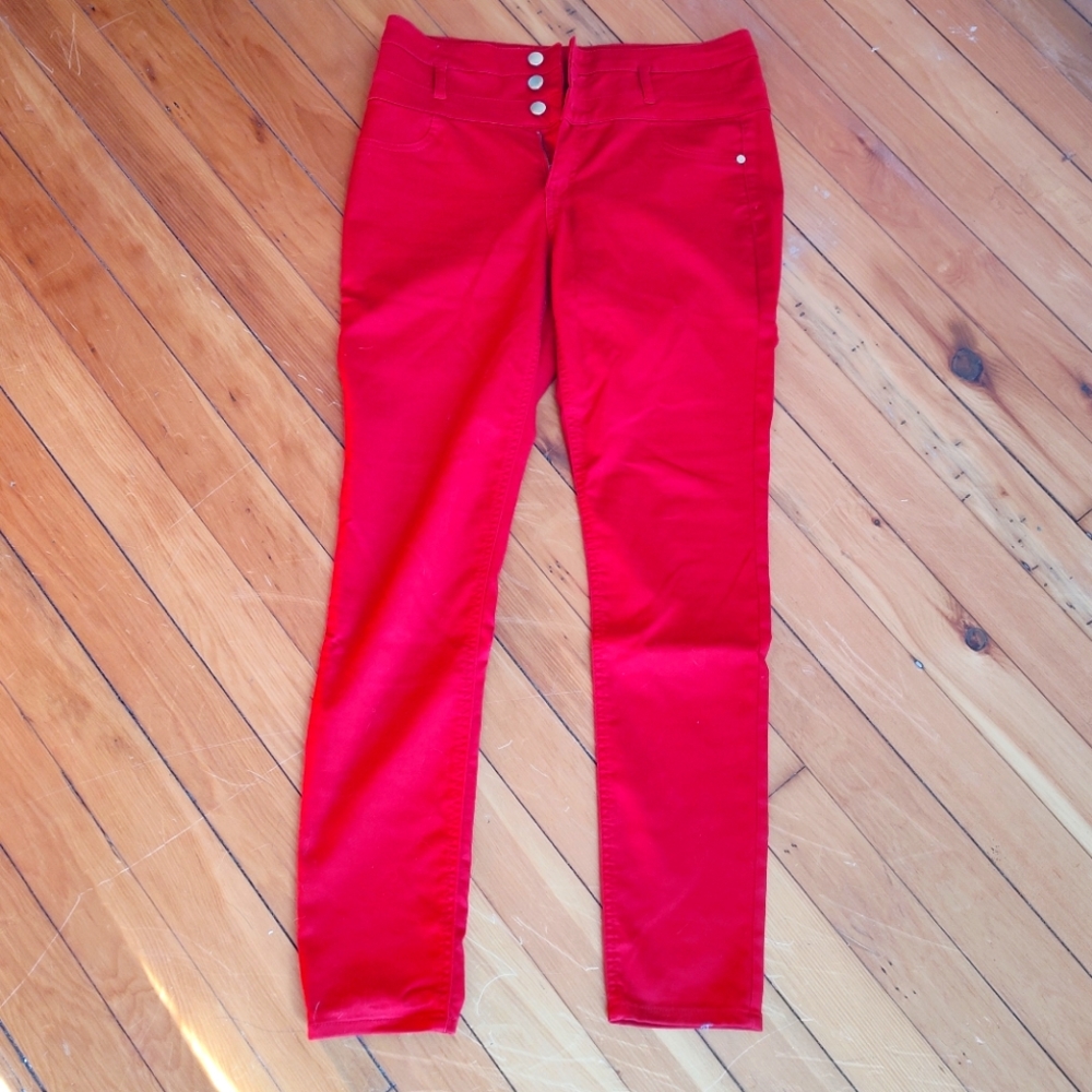 Refuge high-waist super skinny red jeans